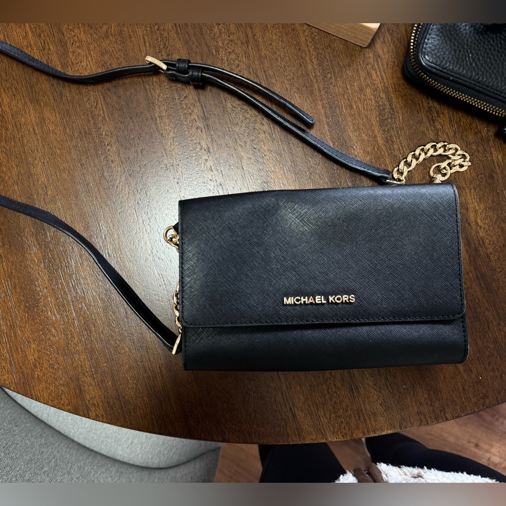 Michael Kors Black Leather Crossbody Bag